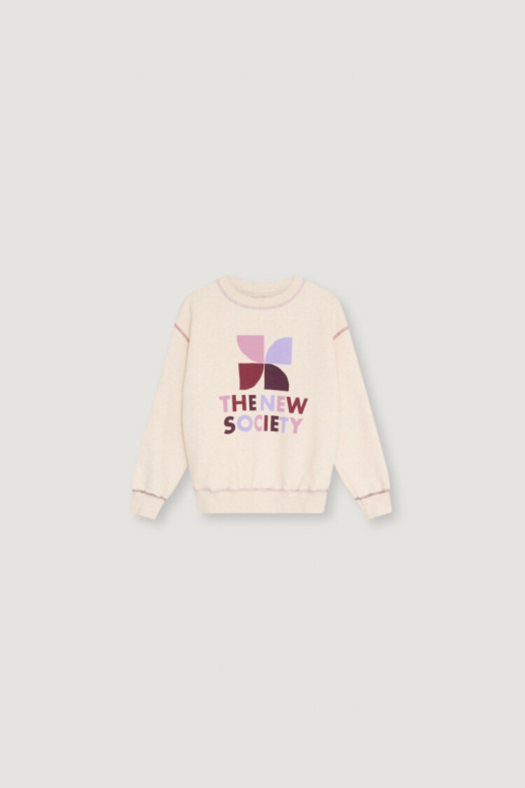 The New Society TNS Logo Sweatshirt Whisper - White Melange Multicolor