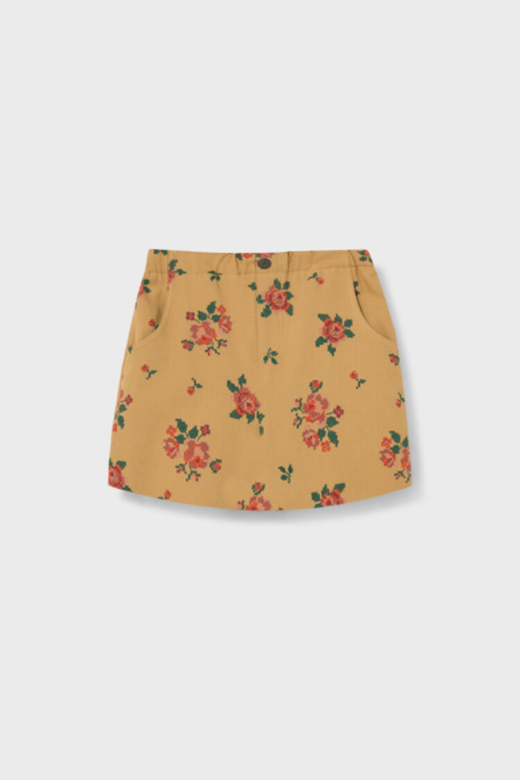COZMO Lille Floral Twill Skirt - Biscuit