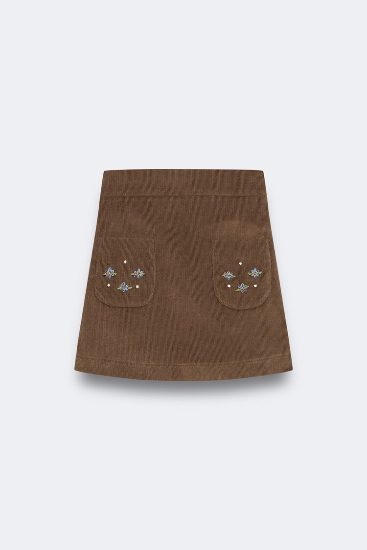 Birinit Corduroy Mini Skirt - Khaki