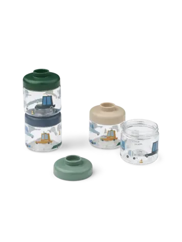 Liewood Dominique Baby Food Tritan Boxes 100ml 4-Pack - Cars/Sandy