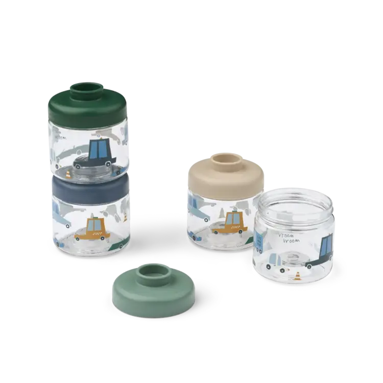 Liewood Dominique Baby Bewaardoosjes 100ml 4-Pack - Cars/Sandy