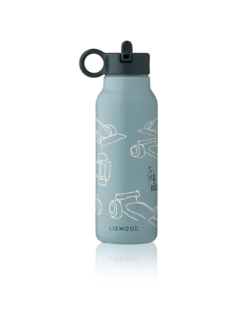 Liewood Falk Drinkfles 350 ml - Race Cars/Beach Blue
