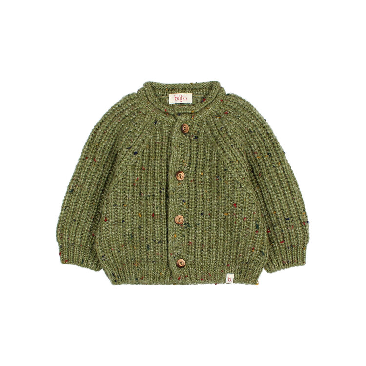 Buho Botonato Cardigan - Green Tea