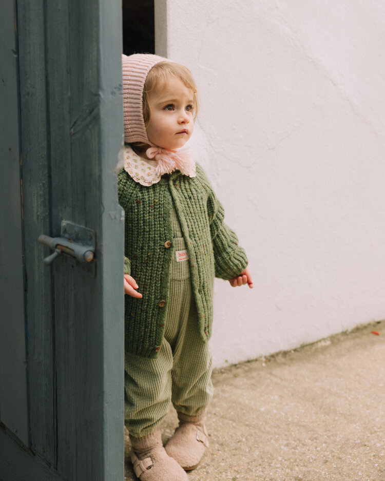 Buho Botonato Cardigan - Green Tea