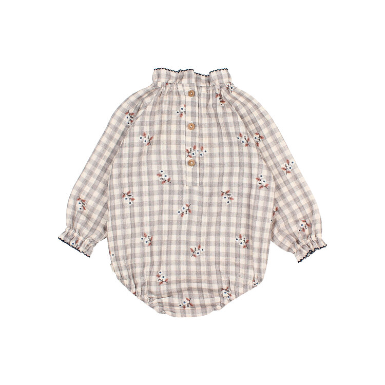 Buho Vichy Romper - Grey