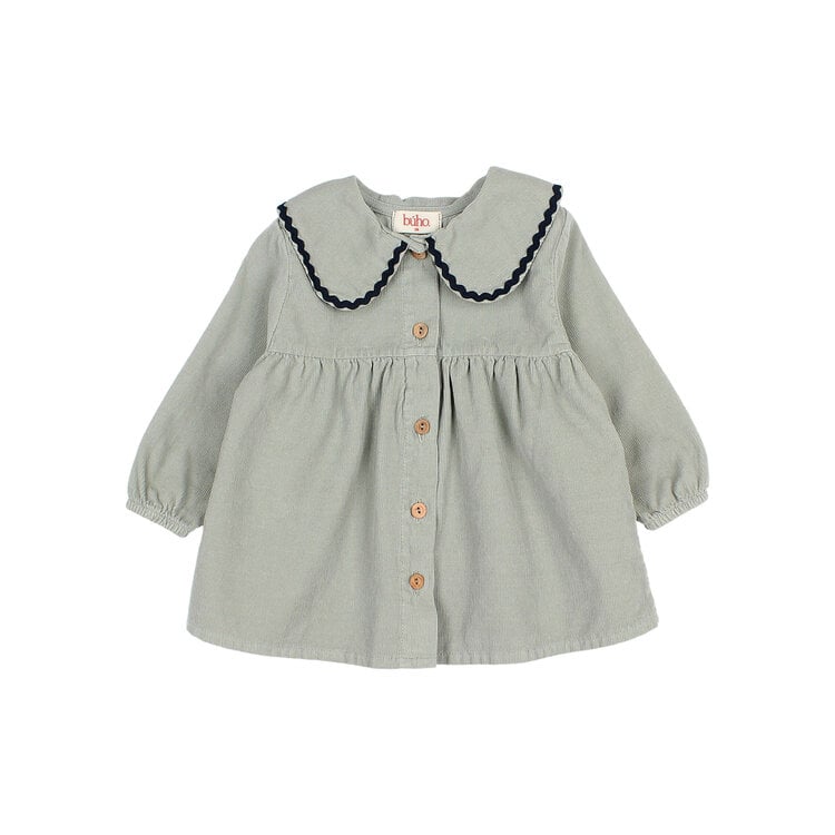 Buho Soft Velour Dress - Eucalyptus