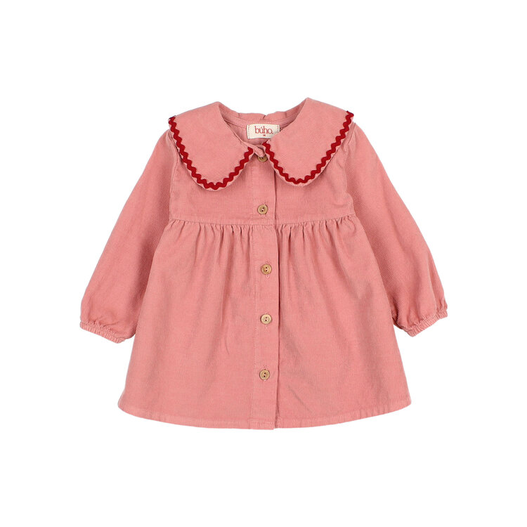 Buho Soft Velour Dress - Peony