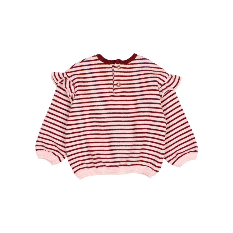 Buho Soft  Stripes Girly Sweatshirt - Pomegranate
