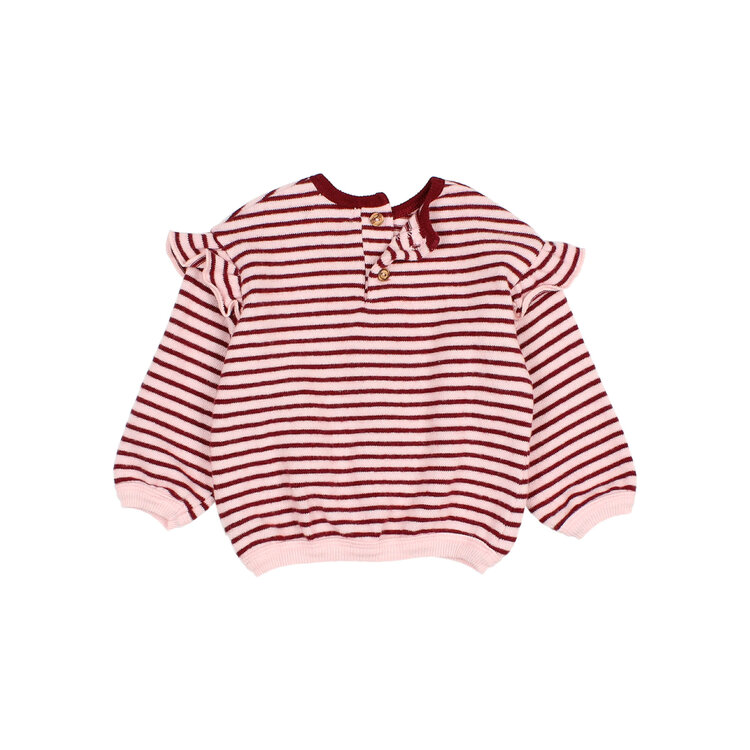 Buho Soft  Stripes Girly Sweatshirt - Pomegranate