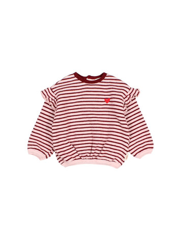 Buho Soft  Stripes Girly Sweatshirt - Pomegranate