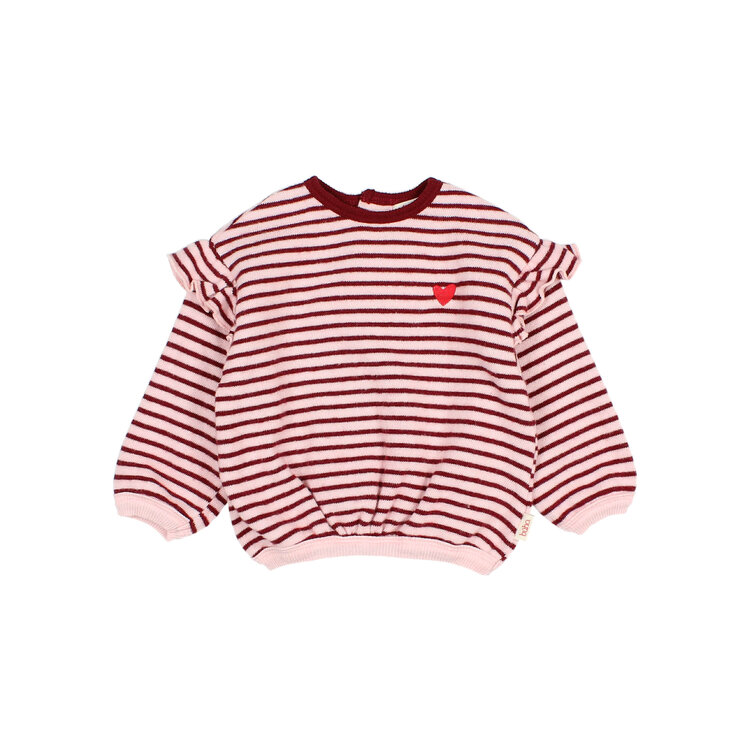 Buho Soft  Stripes Girly Sweatshirt - Pomegranate