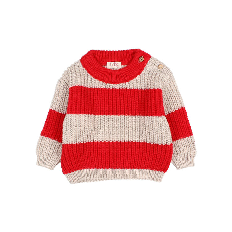 Buho Stripes Jumper - Poppy Red