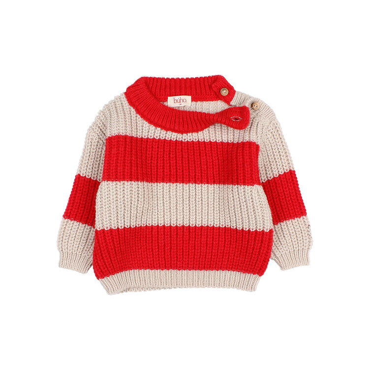 Buho Stripes Jumper - Poppy Red