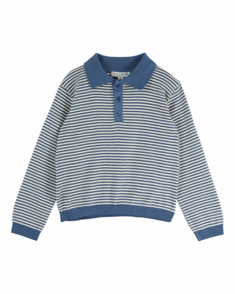 Emile et ida Sweat Polo Molleton Raye - Rayure Ocean