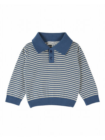 Emile et ida Sweat Polo Molleton Raye - Rayure Ocean