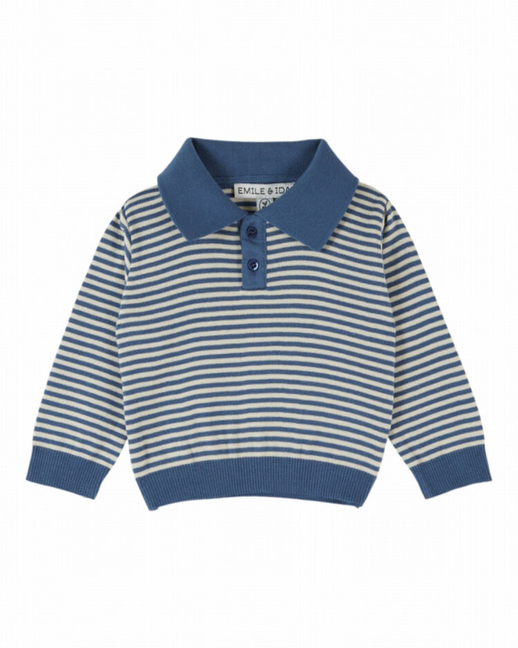 Emile et ida Sweat Polo Molleton Raye - Rayure Ocean
