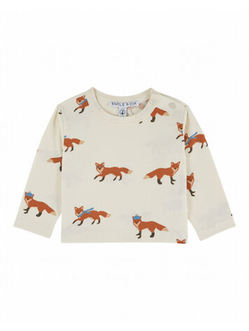 Emile et ida T-shirt Imprime All Over - Renard Ecru