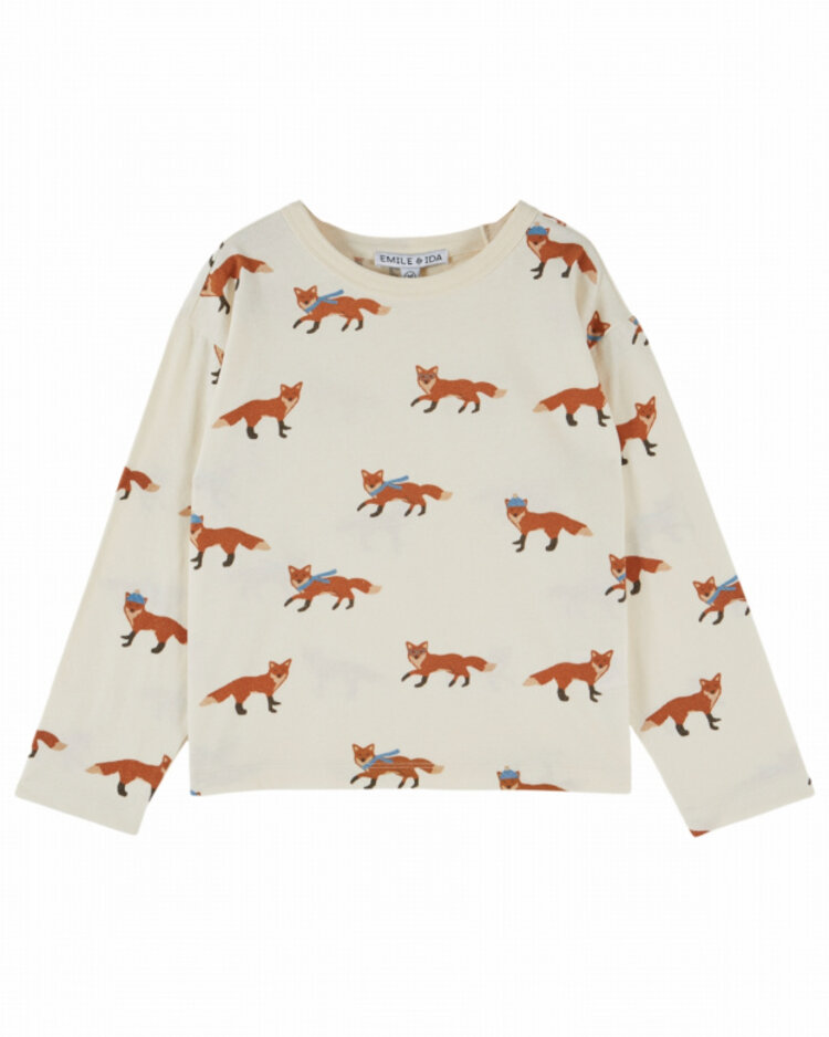 Emile et ida T-shirt Imprime All Over - Renard Ecru