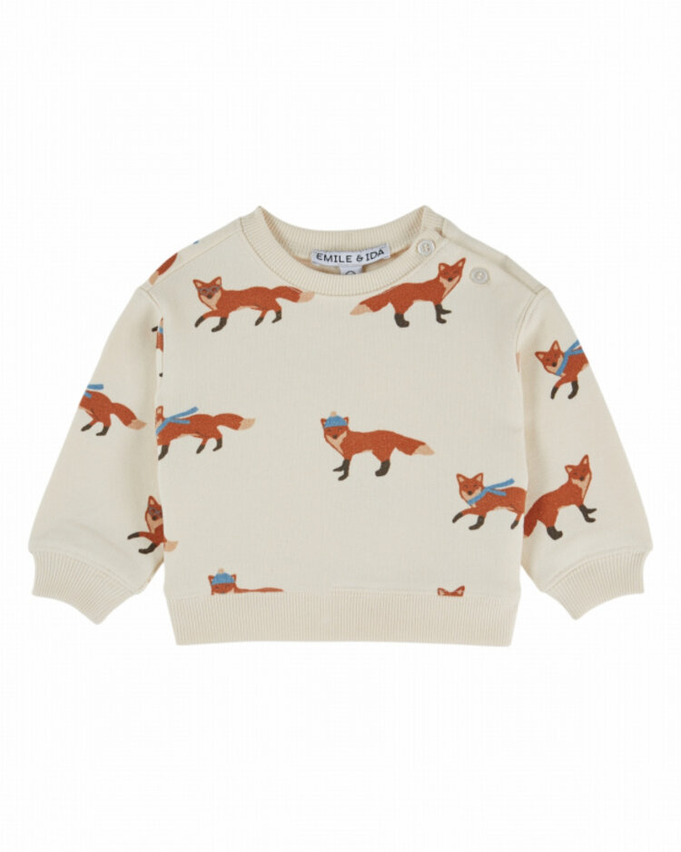 Emile et ida Sweatshirt Imprime All Over - Renard Ecru