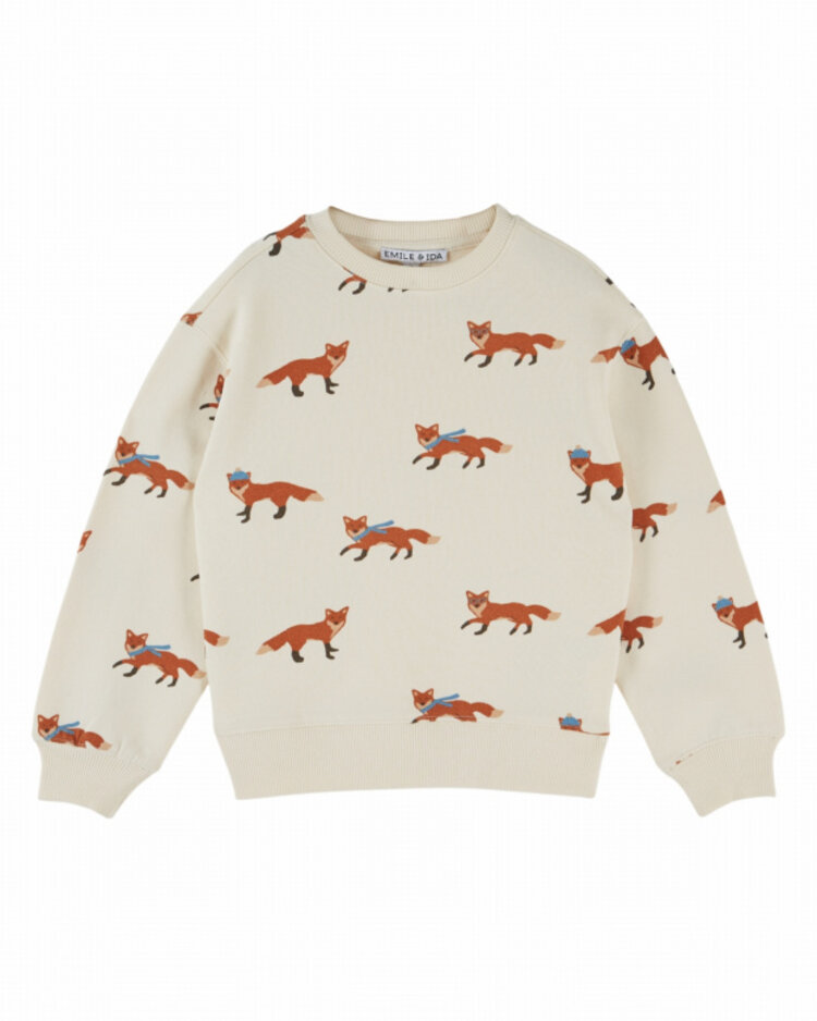 Emile et ida Sweatshirt Imprime All Over - Renard Ecru