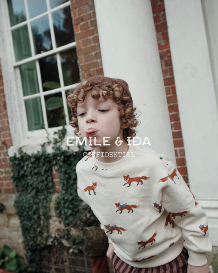 Emile et ida Sweatshirt Imprime All Over - Renard Ecru
