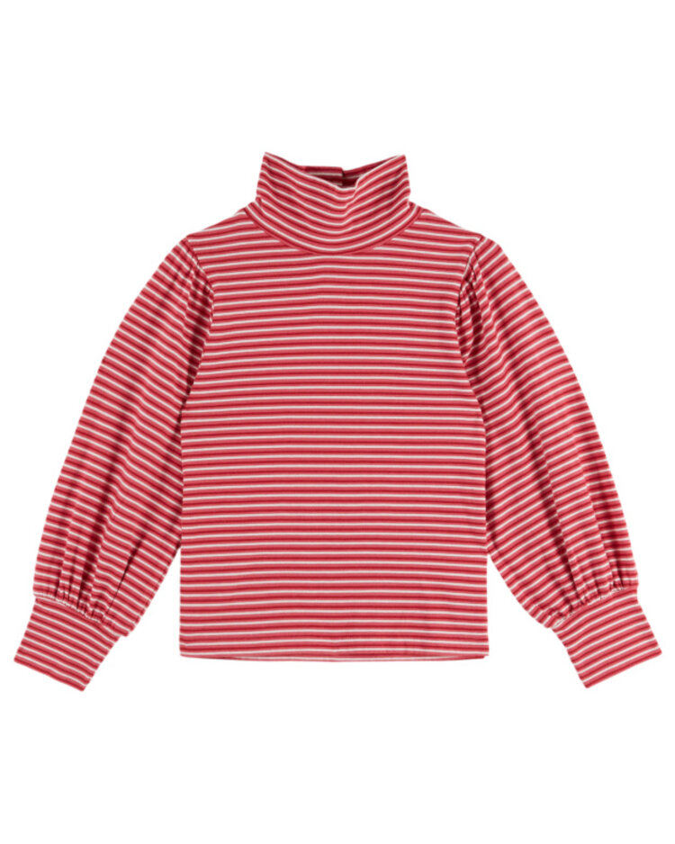 Emile et ida TS Col Roule - Rayure Rouge/Rose