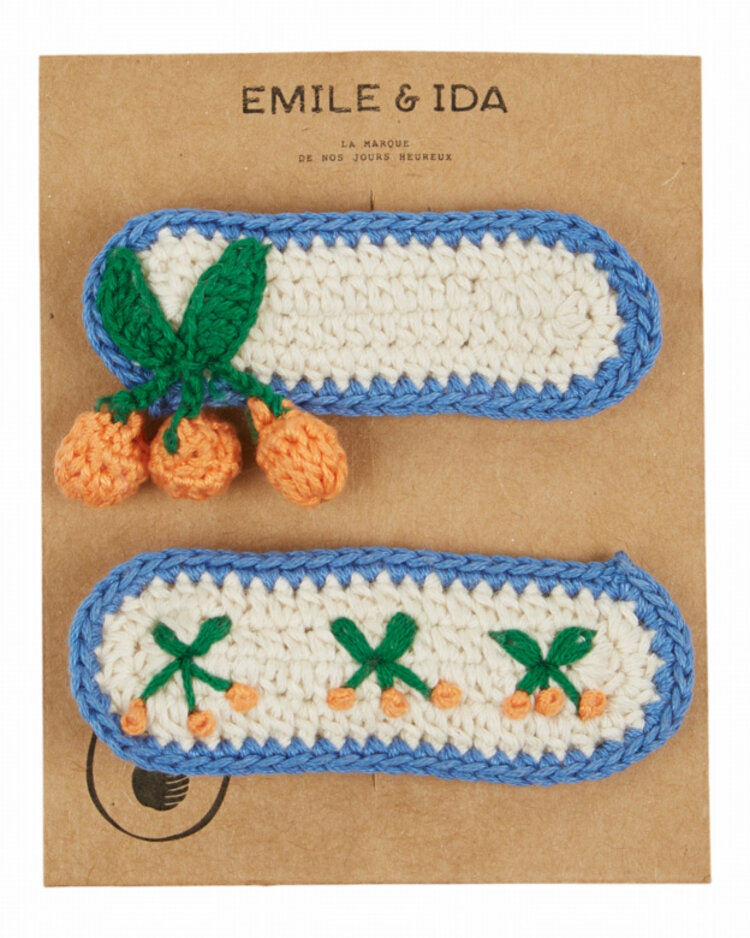 Emile et ida Lot de 2 Barrettes Crochet - Bleu