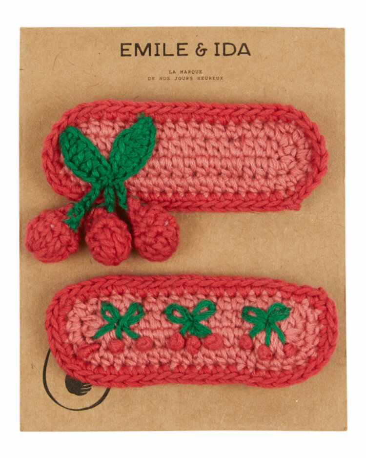 Emile et ida Lot de 2 Barrettes Crochet - Rose