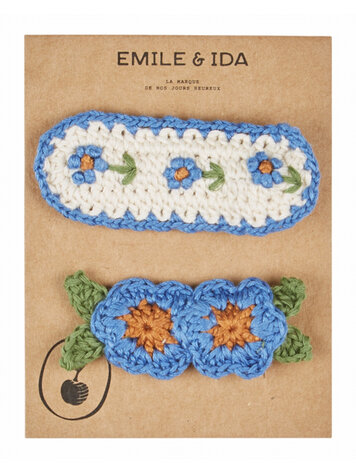 Emile et ida Lot de 2 Barrettes Crochet - Bleu