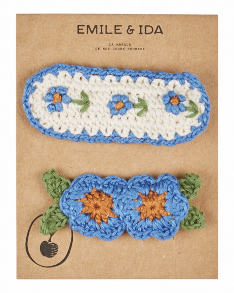 Emile et ida Lot de 2 Barrettes Crochet - Bleu
