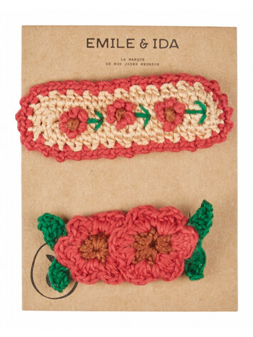 Emile et ida Lot de 2 Barrettes Crochet - Rose