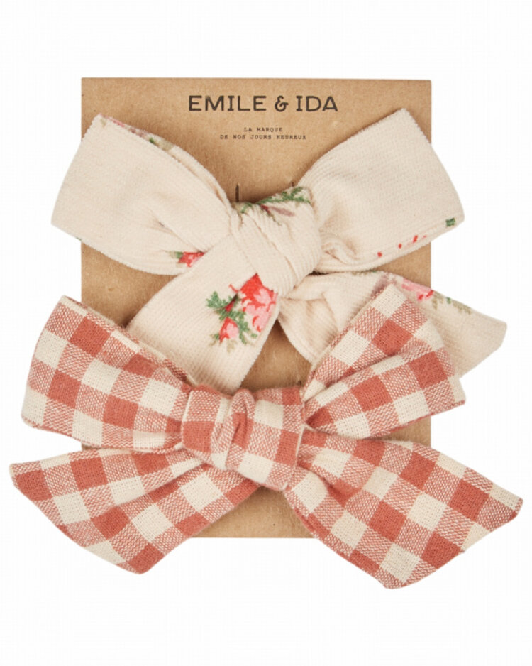 Emile et ida Barette Noeud - Fleurs Vichy Acajou