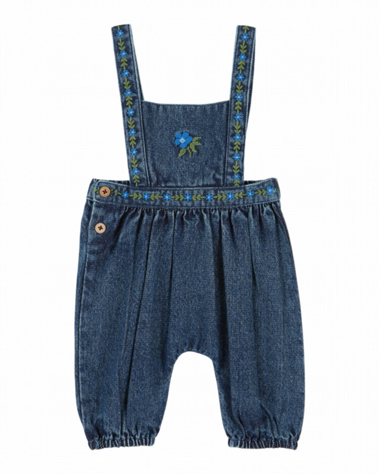 Emile et ida Salopette Brode Bebe - Denim