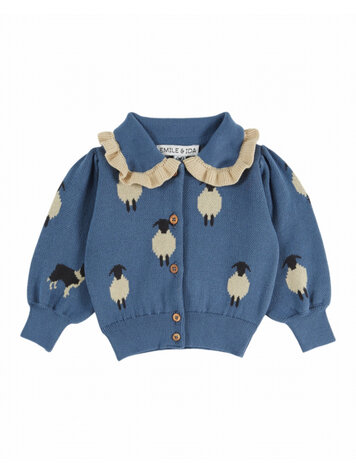 Emile et ida Cardigan Col Volant Jacquard - Mouton Bleu