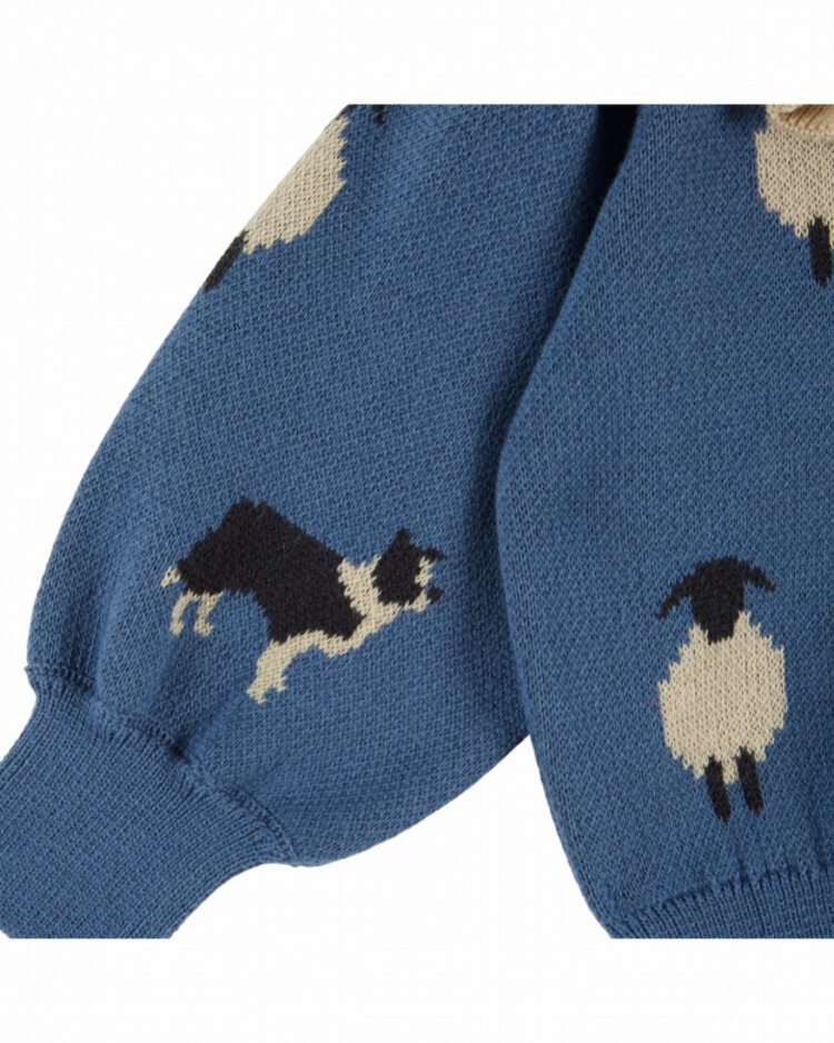Emile et ida Cardigan Col Volant Jacquard - Mouton Bleu