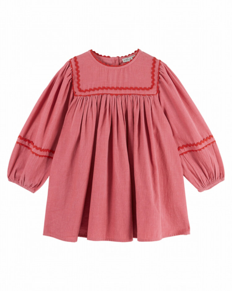 Emile et ida Robe Velours Unie - Framboise