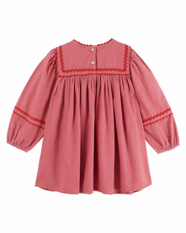 Emile et ida Robe Velours Unie - Framboise