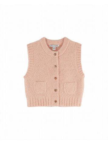 Emile et ida Cardigan Sans Manches - Rose Pastel