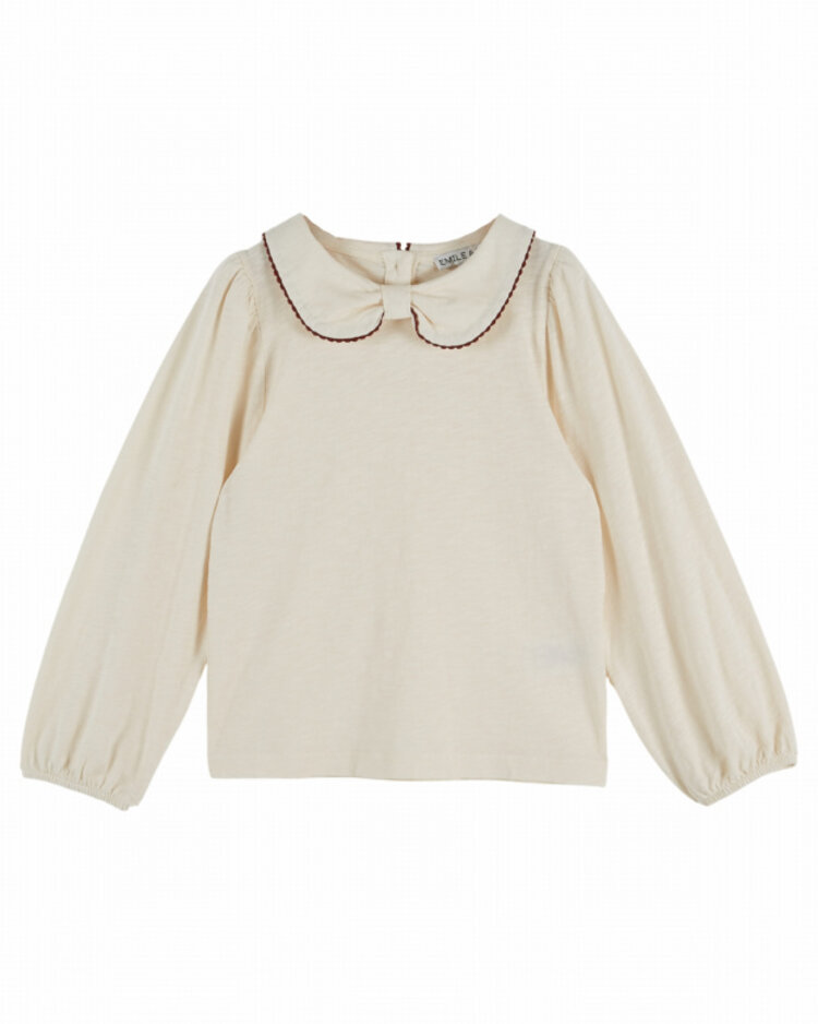 Emile et ida TS Uni Picote Jersey Flamme - Ecru Acajou