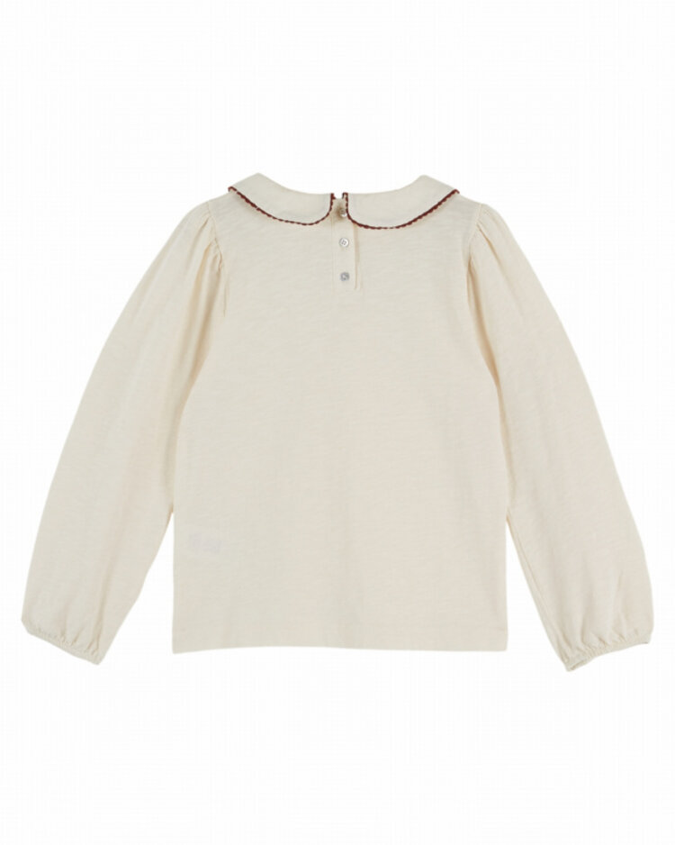 Emile et ida TS Uni Picote Jersey Flamme - Ecru Acajou