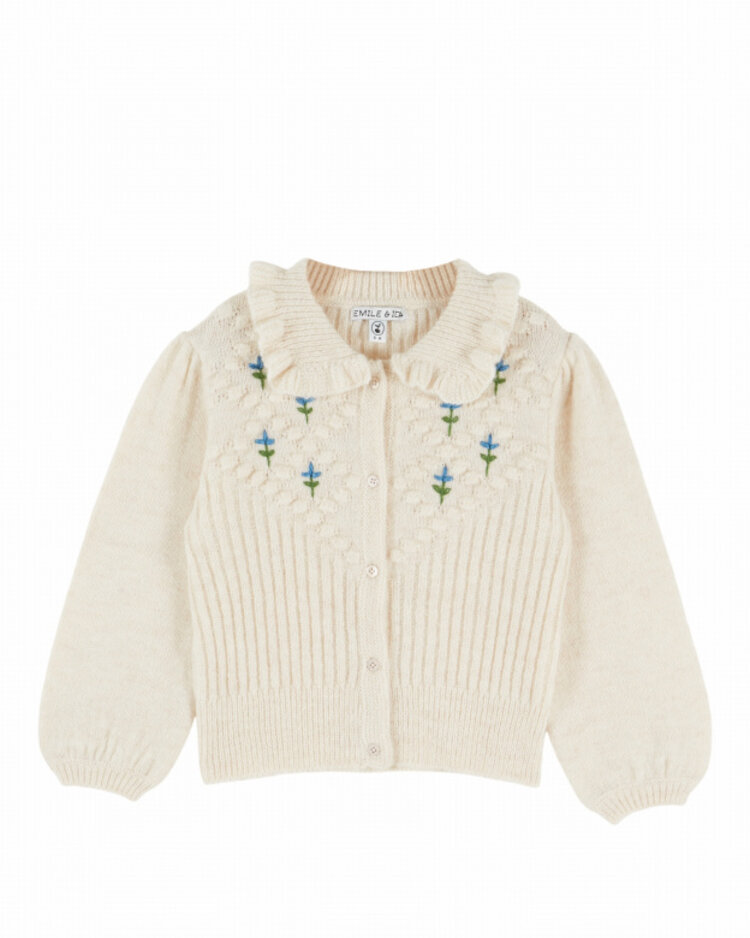 Emile et ida Cardigan Brode Main - Farine