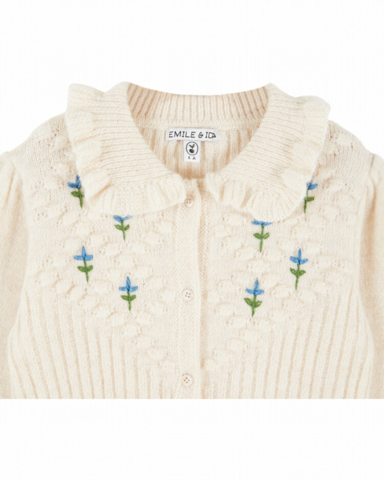 Emile et ida Cardigan Brode Main - Farine