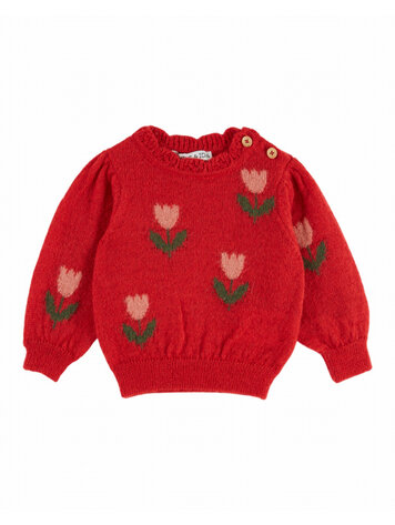 Emile et ida Pull Intarsia Tulipes - Tulipe Mars