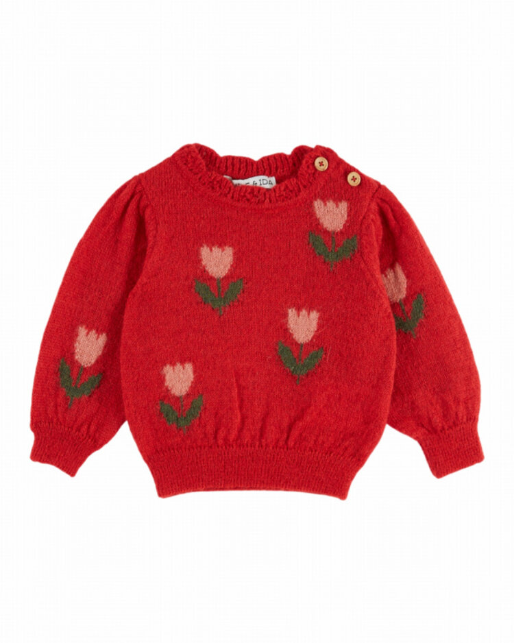 Emile et ida Pull Intarsia Tulipes - Tulipe Mars