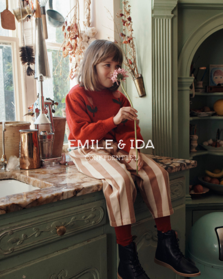 Emile et ida Pull Intarsia Tulipes - Tulipe Mars