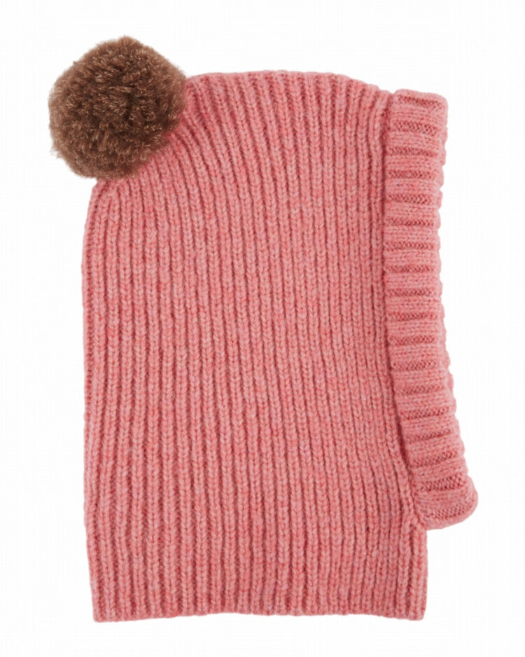 Emile et ida Cagoule Laine Doudou - Blush
