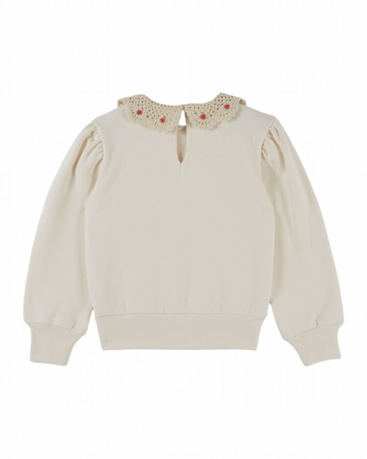 Emile et ida Sweat Col Crochet - Ecru