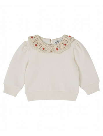 Emile et ida Sweat Col Crochet - Ecru