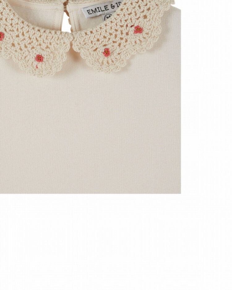 Emile et ida Sweat Col Crochet - Ecru
