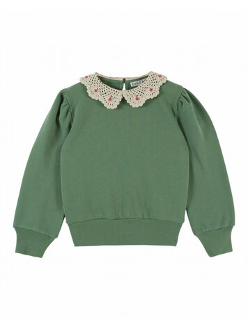 Emile et ida Sweat Col Crochet - Olive